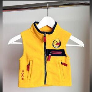 Vtg 90s Disney Winnie The Pooh Fleece Colorblock Vest P to P: 11.75” L: 13”
